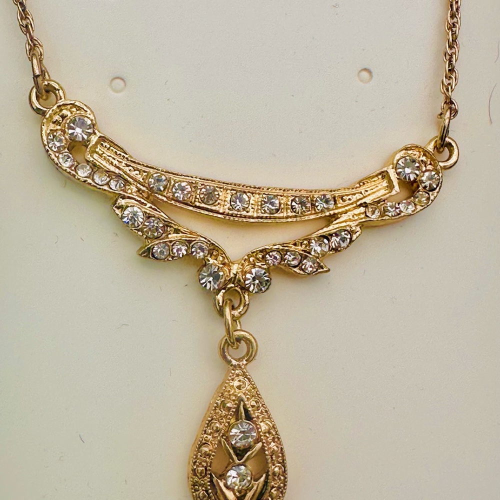Downton Abbey Necklace GOLD-TONE CRYSTAL EDWARDIAN SWAG SHAPED COLLAR NECKLACE - Picture 6 of 8